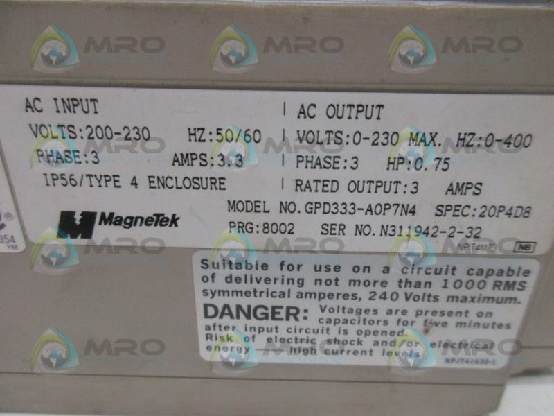 MAGNETEK GPD333-A0P7N4 AC DRIVE  UNMP