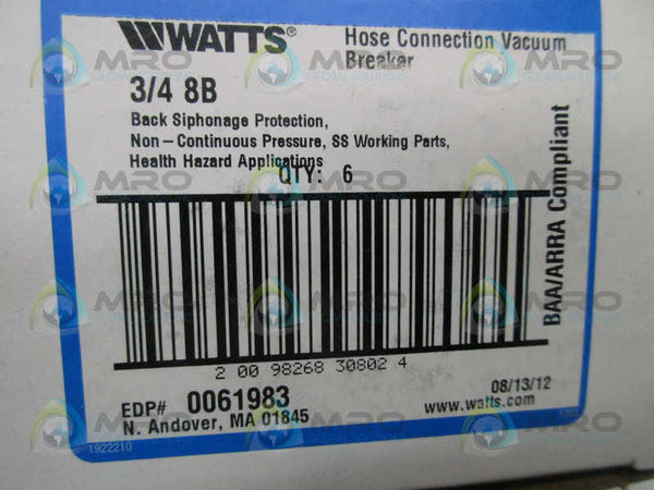 WATTS 0061983 VACUUM BREAKER 3/4" (IN BOX)  NSNP