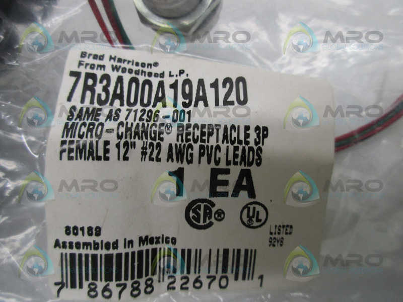 DANIEL WOODHEAD 7R3A00A19A120 MICRO CHANGE RECEPTACLE * NEW IN FACTORY BAG *