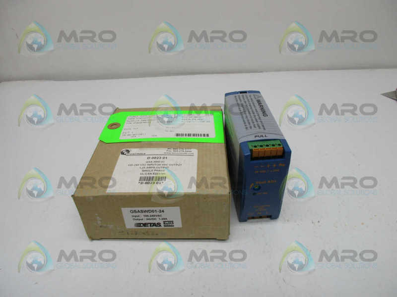 DETAS GSASWD01-24 POWER SUPPLY 1.25AMP 24VDC  NSMP
