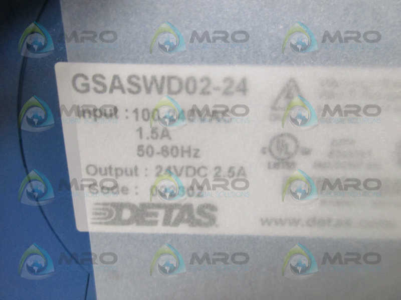 DETAS GSASWD02-24 POWER SUPPLY 100-240VAC  NSMP