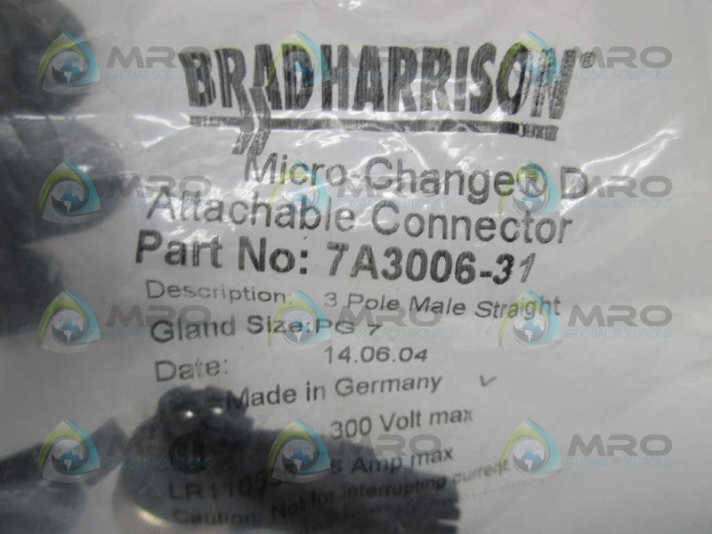 BRAD HARRISON 7A3006-31 MICRO CHANGE ATTACHABLE CONNECTOR * NEW IN FACTORY BAG *