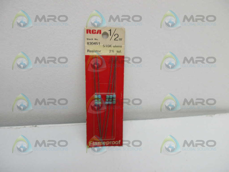 RCA 830451 RESISTOR 510K OHMS 1/2W (PK OF 5)  NSMP