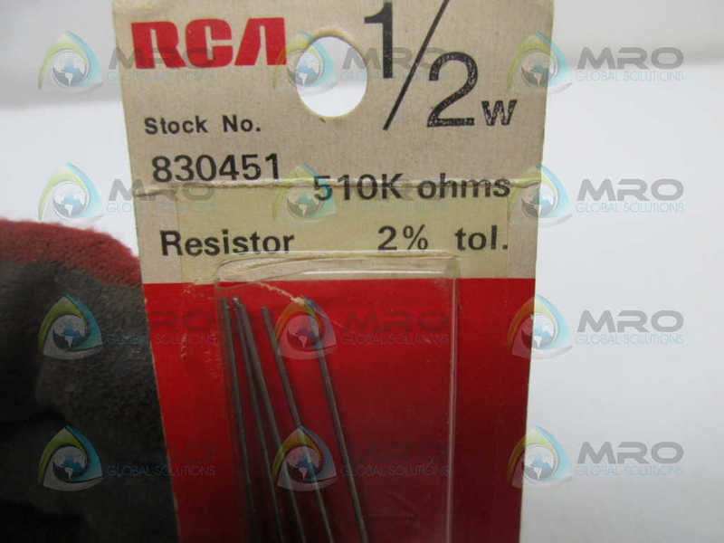 RCA 830451 RESISTOR 510K OHMS 1/2W (PK OF 5)  NSMP