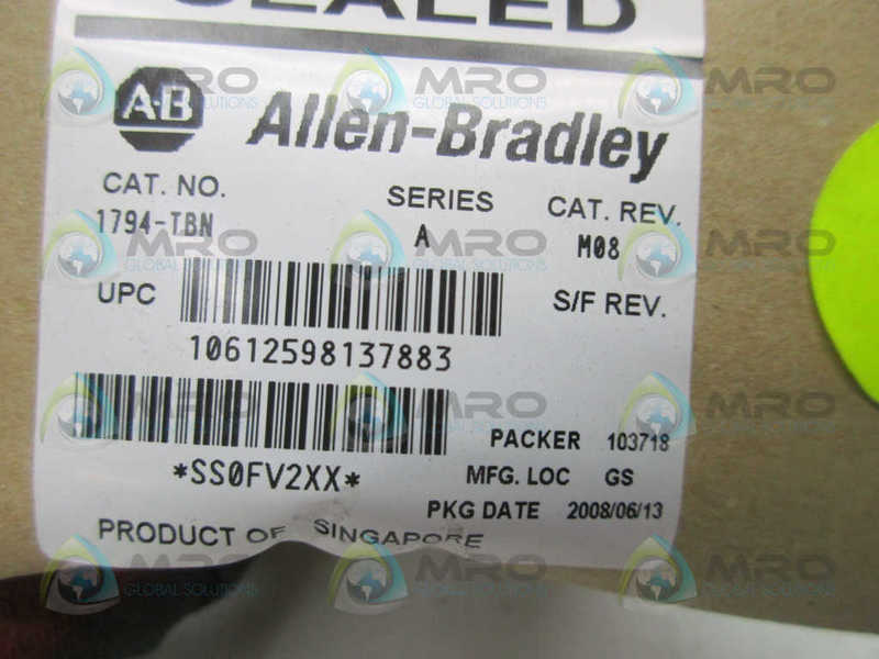 ALLEN BRADLEY 1794-TBN SER. A TERMINAL BASE 2WIRE FLEX I/O * FACTORY SEALED *
