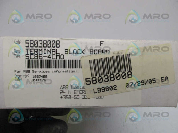 ABB 58038008 TERMINAL BLOCK BOARD SC86-4CMO  NSFS