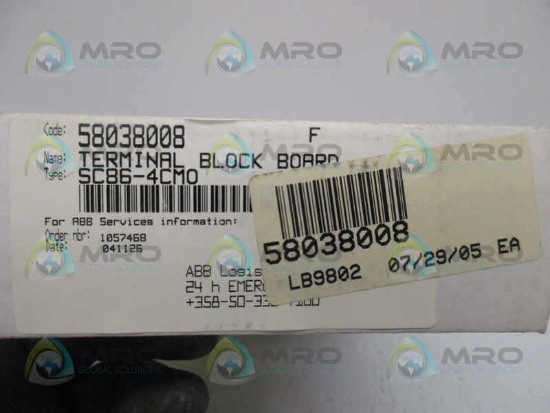 ABB 58038008 TERMINAL BLOCK BOARD SC86-4CMO  NSFS