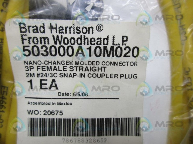 BRAD HARRISON 503000A10M020 3P FEMALE STRAIGHT CONNECTOR  NSMP