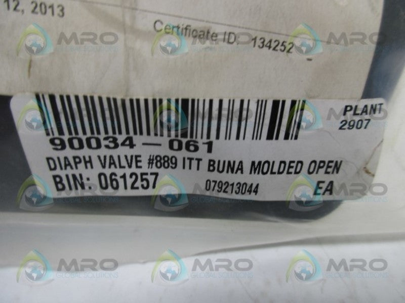 ITT 90034-061 DIAPH VALVE #899 BUNA MOLDED OPEN  NSMP