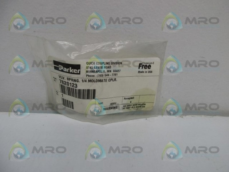 PARKER 7820123 VALVE SPRING 1/4 MOLDMATE CPLR.  NSMP