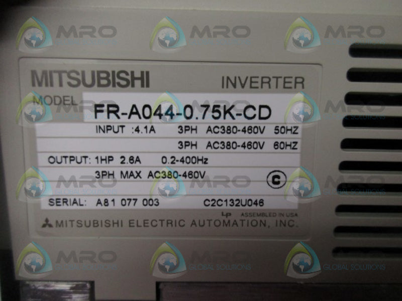MITSUBISHI FR-A044-0.75K-CD INVERTER  NSMP