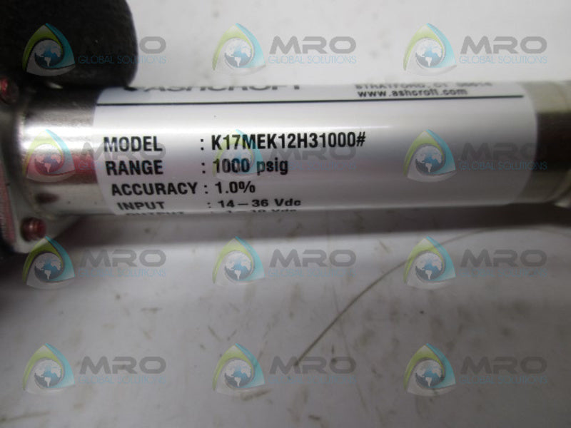 ASHCROFT K1-7-MEK-12-H3 PRESSURE TRANSDUCER 1000 PISG  NSMP