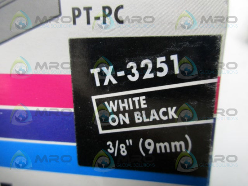 BROTHER TX-3251 LABELS 3/8" WHITE ON BLACK  NSMP