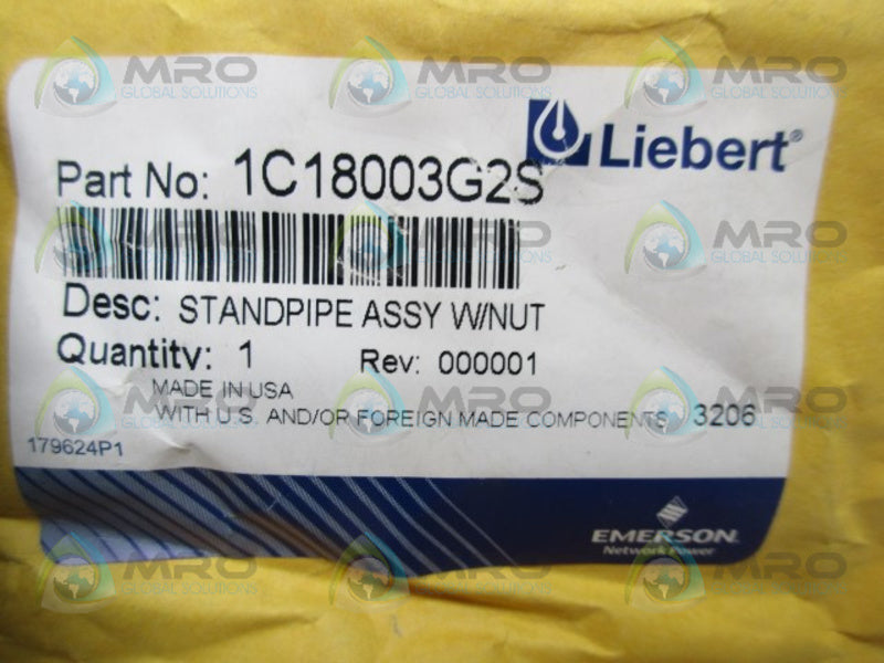 EMERSON 1C18003G2S STANDPIPE ASSY W/ NUT * NEW IN FACTORY PACKAGE *