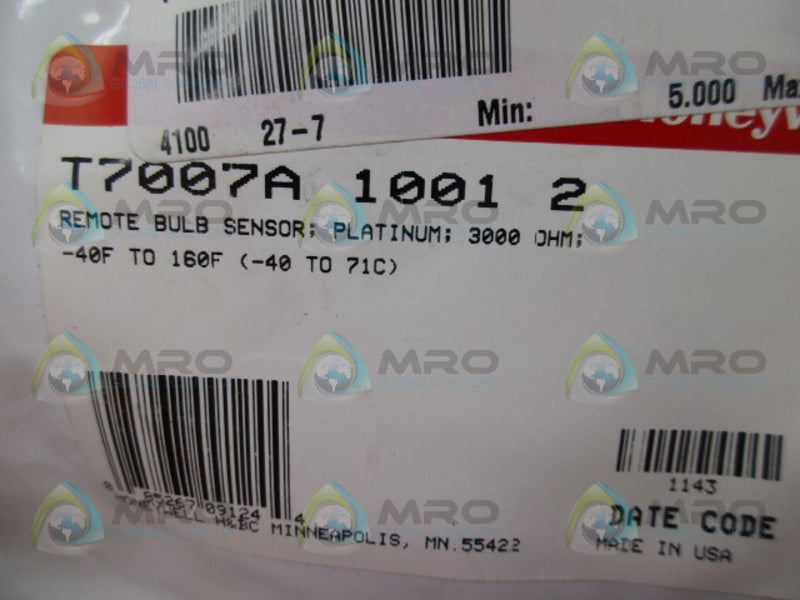 HONEYWELL T7007A1001 REMOTE BULB SENSOR  NSMP