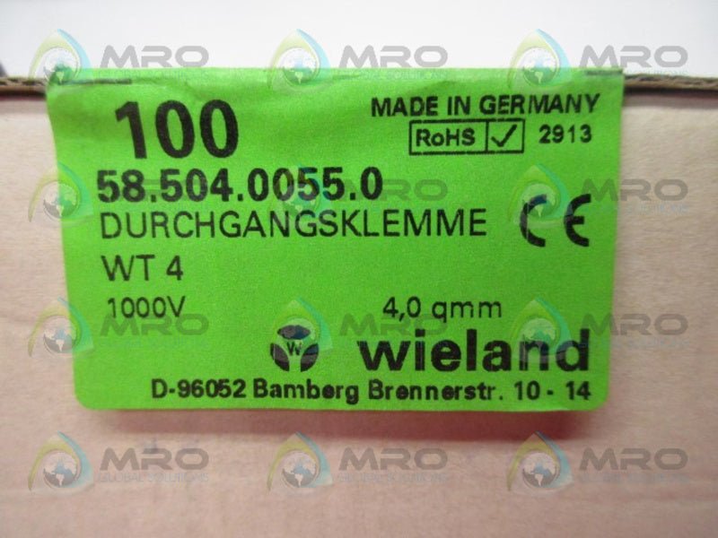 WIELAND 58.504.0055.0 TERMINAL BLOCK (BOX OF 100) * FACTORY SEALED *