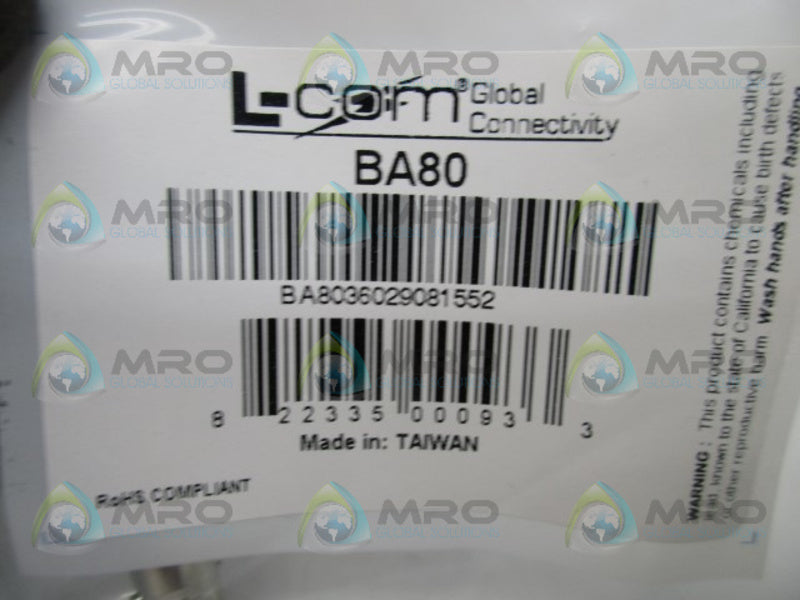 L-COM BA80 ADAPTOR BNC F/BNC F  NSMP