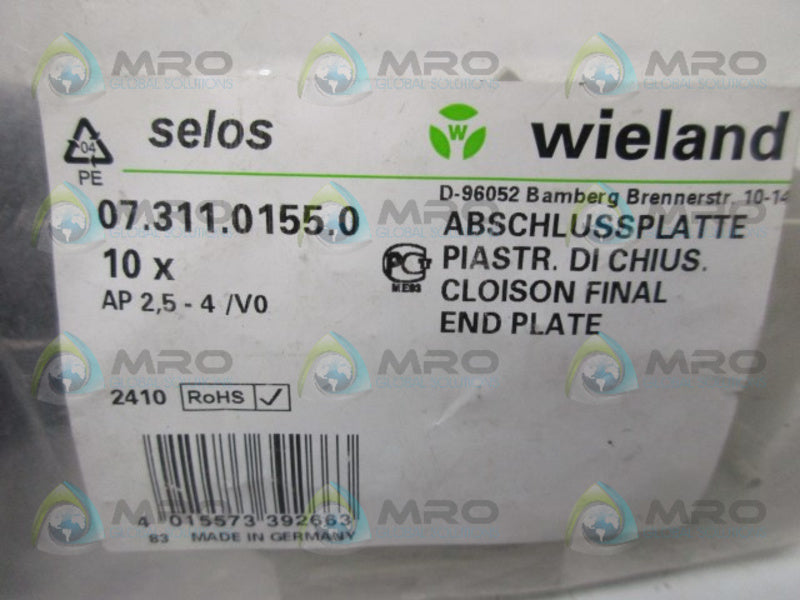 WIELAND 07.311.0155.0 END PLATE AP 2 (PKG OF 10)  NSMP