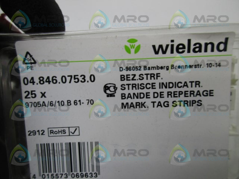 WIELAND 04-846-0753.0 9705A/6/10 B 61-70 (PKG OF 25)  NSMP
