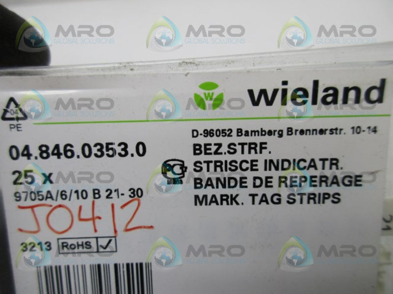 WIELAND 04.846.0353.0 9705A/6/10 B 21-30 (PKG OF 25)  NSMP