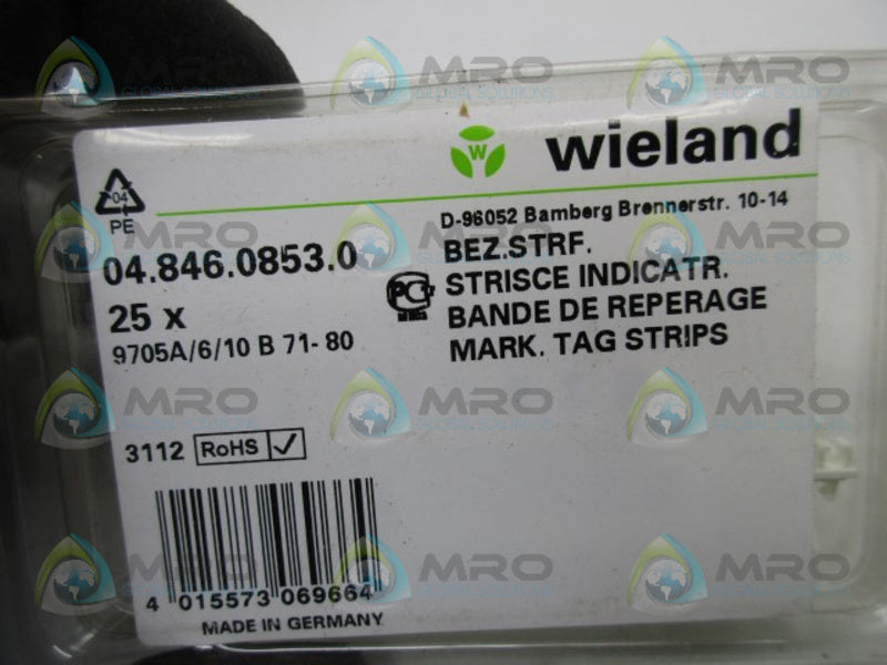 WIELAND 04.846.0853.0 9705A/6/10 B 71-80 (PKG OF 25)  NSMP