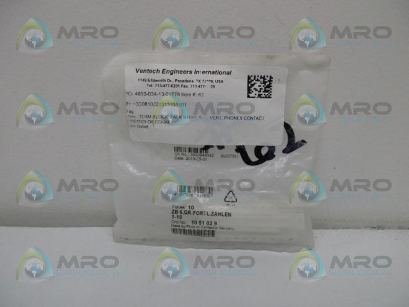 PHOENIX CONTACT 1051029 (PK OF 10) * NEW IN FACTORY BAG *