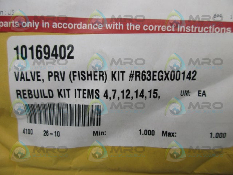 FISHERS R63EGX00142 VALVE KIT * FACTORY SEALED *