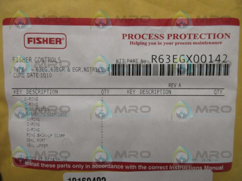 FISHERS R63EGX00142 VALVE KIT * FACTORY SEALED *
