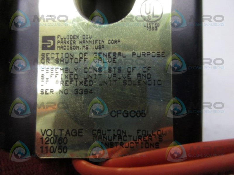 PARKER CF6C05 COIL SHUT OFF VALVE  NSMP