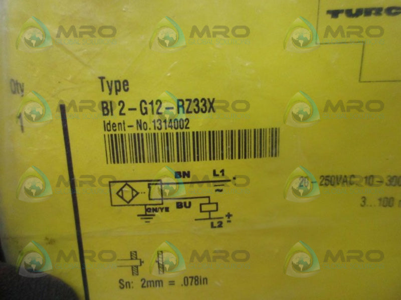 TURCK BI2-G12-RZ33X G-BARREL W/ CABLE  NSMP