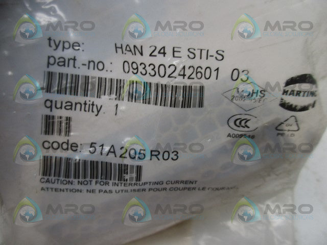HARTING 09330242601-03 HEAVY DUTY CONNECTOR INSERT * NEW IN FACTORY BAG *