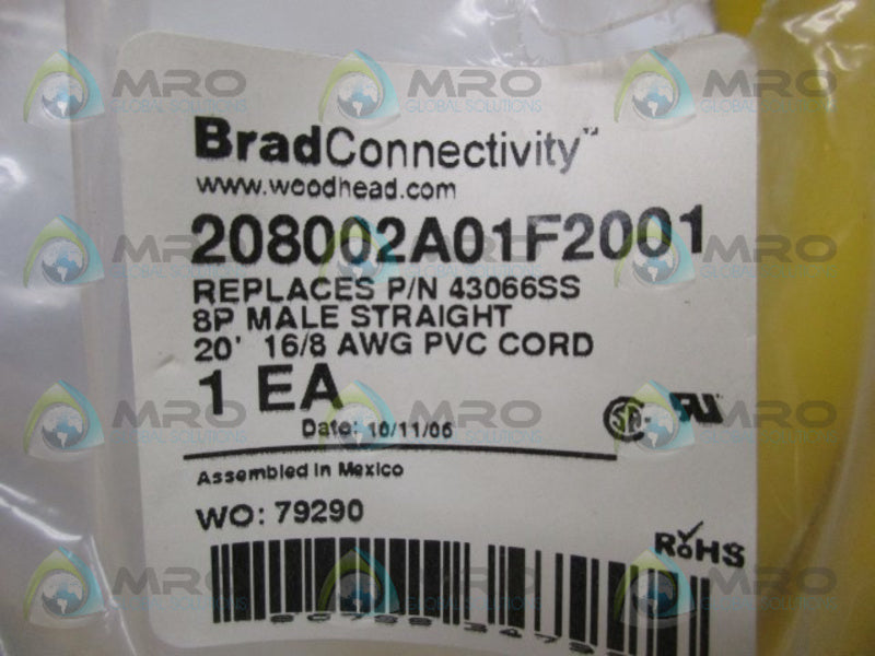 DANIEL WOODHEAD 208002A01F2001 MC 8P MALE STRAIGT 20'  NSMP