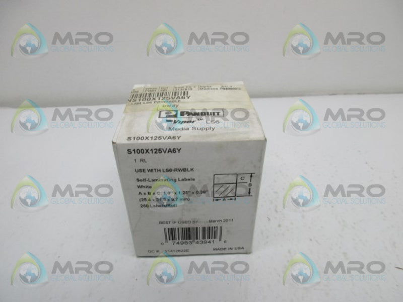 PANDUIT S100X125VA6Y SELF LAM LABEL  NSFS