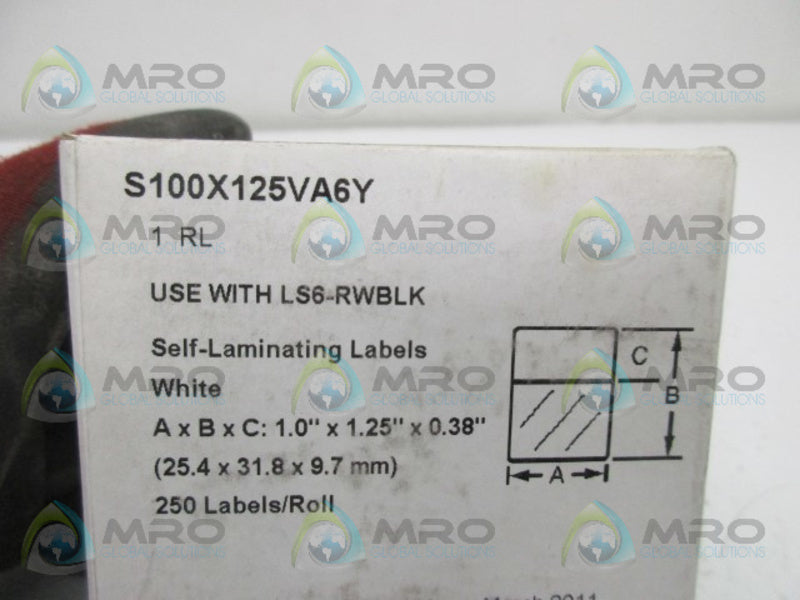PANDUIT S100X125VA6Y SELF LAM LABEL  NSFS