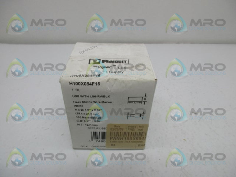 PANDUIT H100X084F16 HEAT SHRINK WIRE MARKER  NSFS