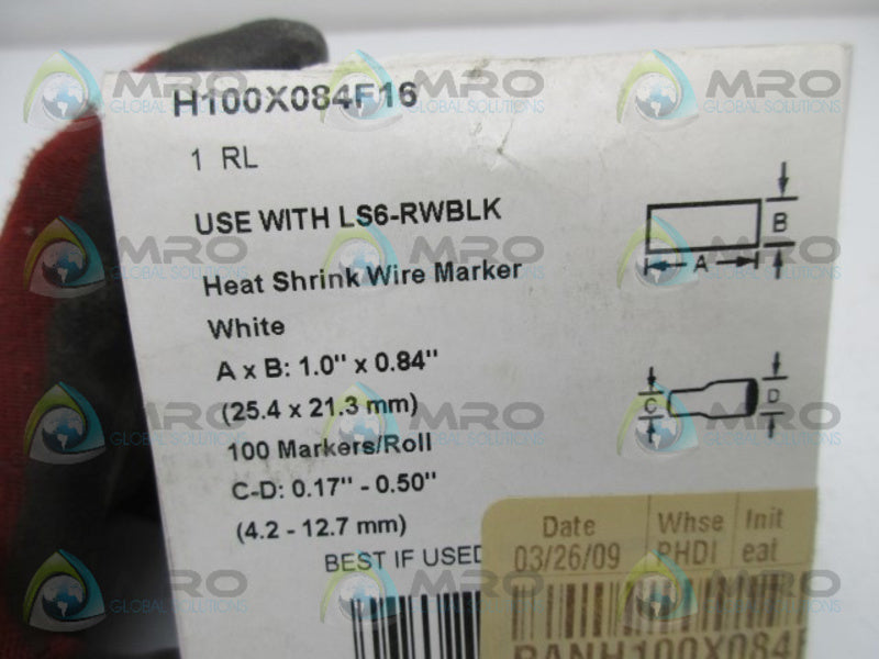 PANDUIT H100X084F16 HEAT SHRINK WIRE MARKER  NSFS