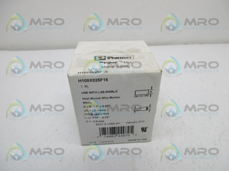 PANDUIT H100X025F16 HEAT SHRINK WIRE MARKER  NSFS