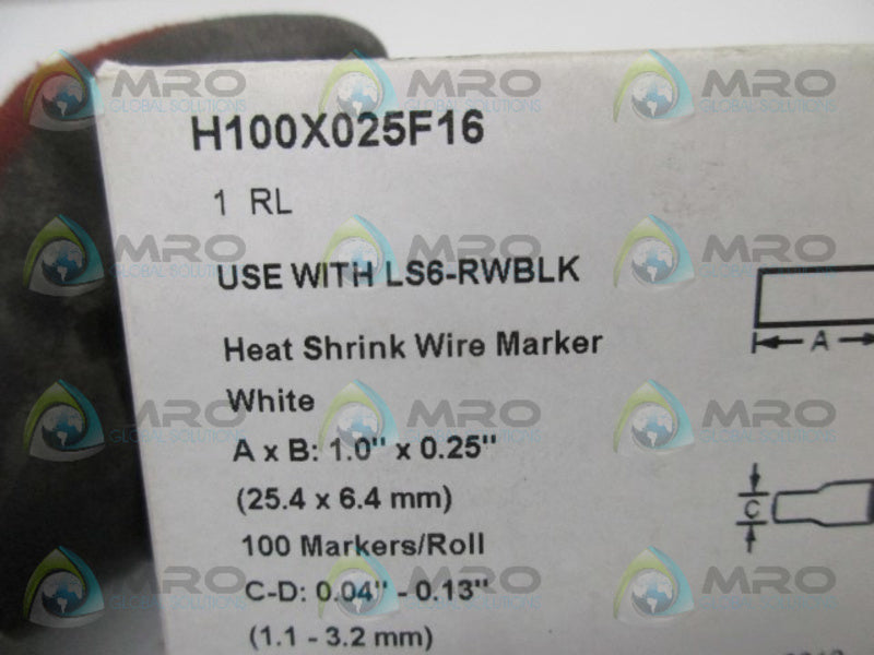 PANDUIT H100X025F16 HEAT SHRINK WIRE MARKER  NSFS