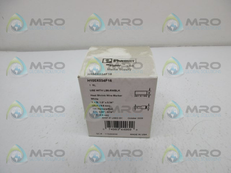 PANDUIT H100X034F16 HEAT SHRINK WIRE MARKER * FACTORY SEALED *