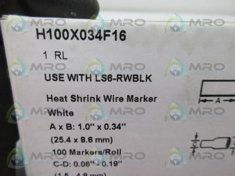PANDUIT H100X034F16 HEAT SHRINK WIRE MARKER * FACTORY SEALED *