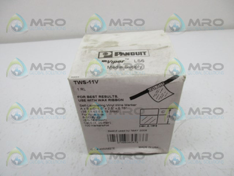 PANDUIT TWS-11V SELF LAMINATING VINYL WIRE MARKER  NSFS