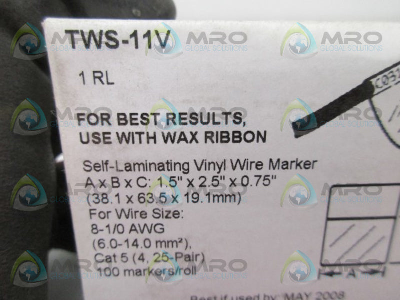 PANDUIT TWS-11V SELF LAMINATING VINYL WIRE MARKER  NSFS