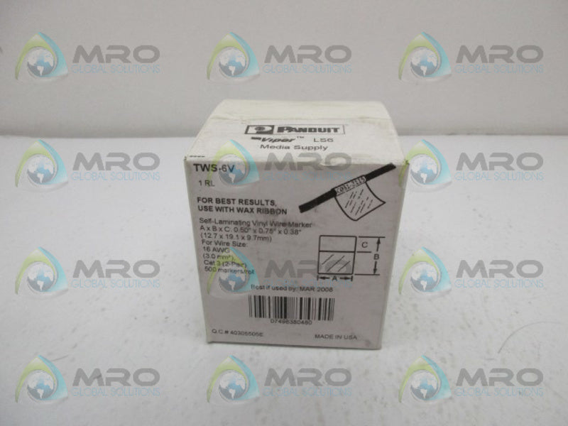 PANDUIT TWS-6V SELF LAMINATING VINYL WIRE MARKER  NSFS