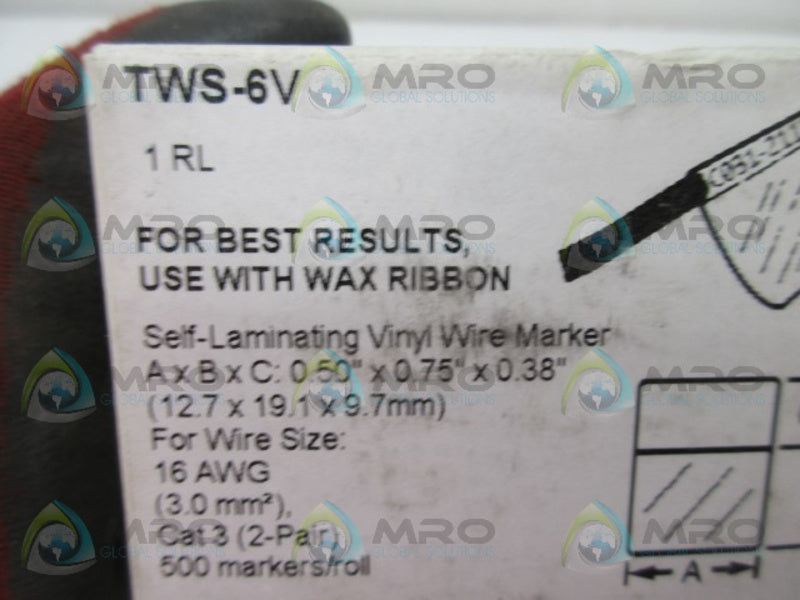 PANDUIT TWS-6V SELF LAMINATING VINYL WIRE MARKER  NSFS