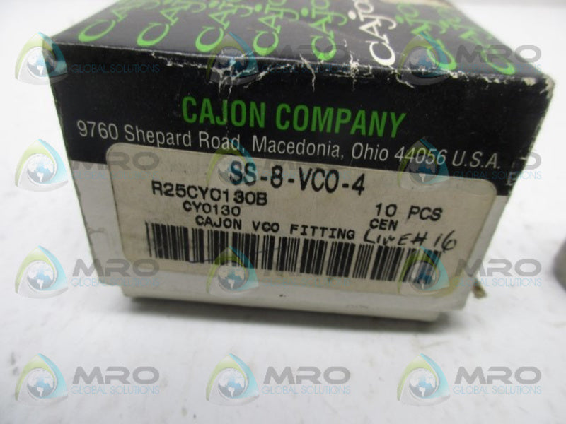 CAJON SS-8-VCO-4 O-RING FACE SEAL FITTING PKG OF 10 NSMP