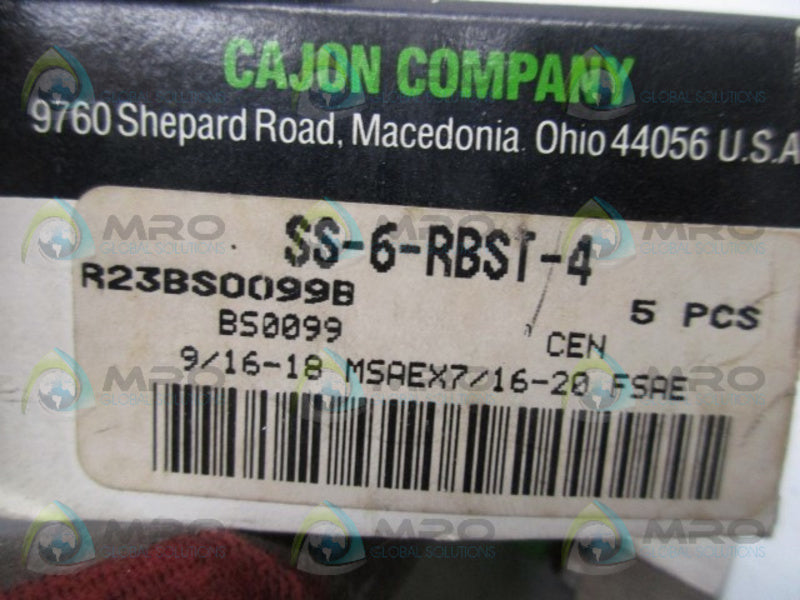 CAJON SS-6-RBST-4 STAINLESS STEEL PIPE FITTING (IN BOX)  NSNP