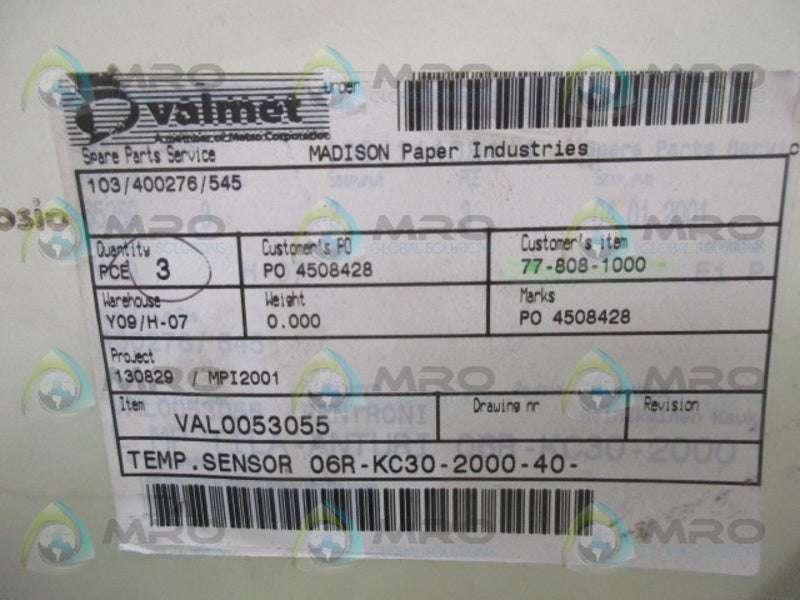 VALMET VAL0053055 TEMPERATURE SENSOR (PK OF 3)  NSMP