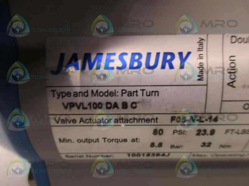 JAMESBURY VPL100-DA-B-C ACTUATOR  NSMP
