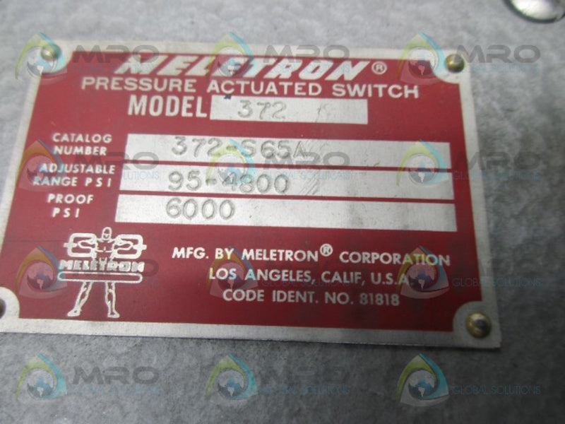 MELETRON 372-S65A PRESSURE ACTUATED SWITCH  NSMP