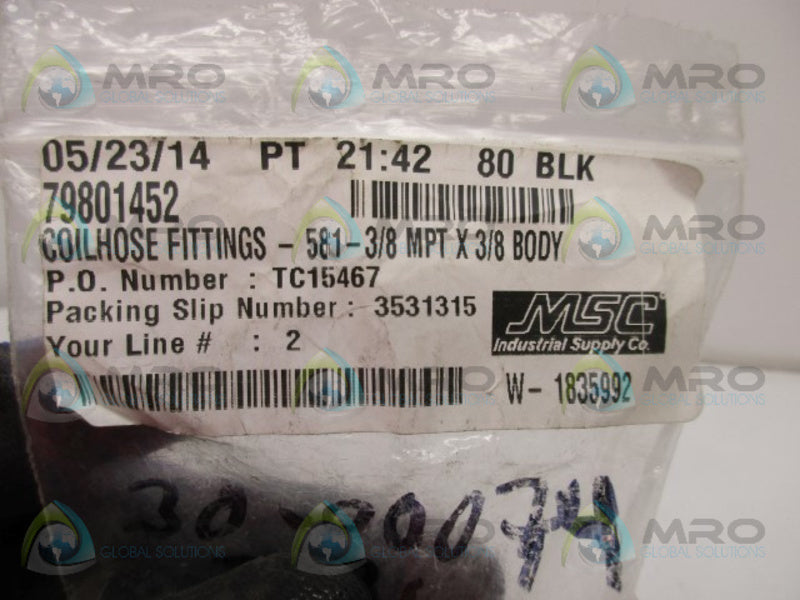 MSC 79801452 COIL HOSE FITTING  NSNP IN BAG